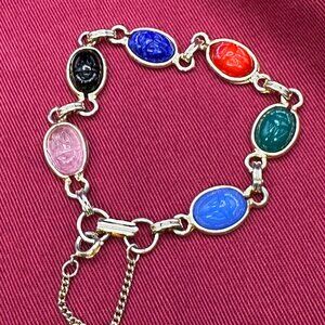 VTG Scarab Beetle Cabochon Gold-Tone Bracelet